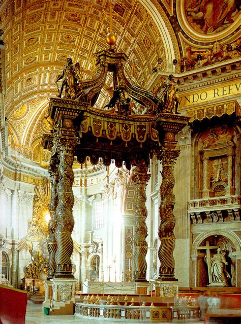 The first is the st.peter's cathedral in rome and second is st.paul's in london. St. Peter's - Papal Altar & Baldacchino