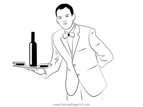 Waiter 5 Coloring Page For Kids Free Waiters Printable Coloring Pages