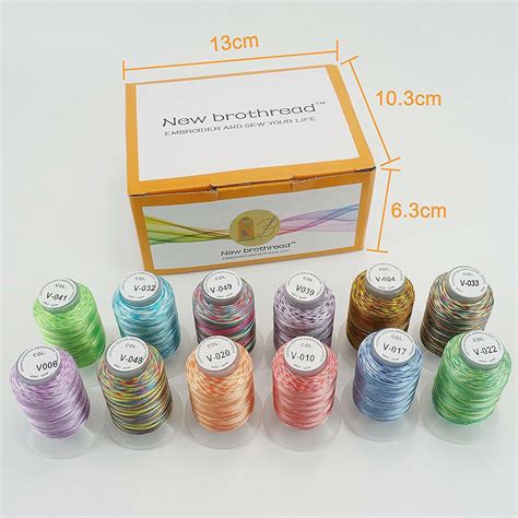 new brothread 12 colors variegated polyester embroidery machine thread new brothread