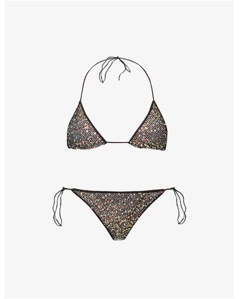 Oséree Netquins Sequin Embellished Bikini Set In White Lyst