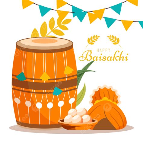Happy Vaisakhi Decorative Orange Drum Happy Vaisakhi Happy Baisakh