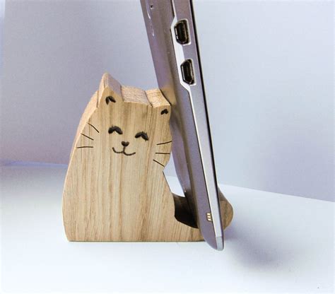 Cat Phone Holder Desk Phone Holder Tablet Holder Wooden Phone