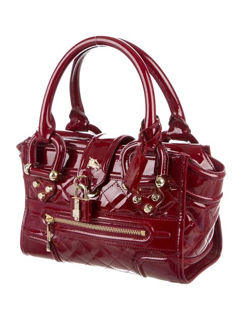 Burberry Patent Leather Manor Bag Handbags Bur70598 The Realreal