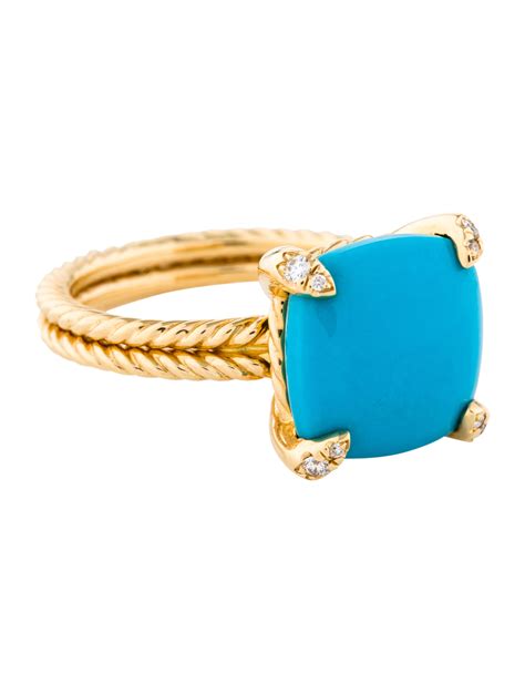 David Yurman Turquoise And Diamond Châtelaine Ring Rings Dvy53694