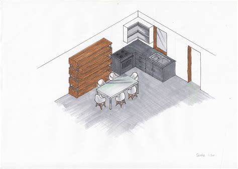 Rendered Isometric Drawing Of A Kitchen Renderings Render Copics