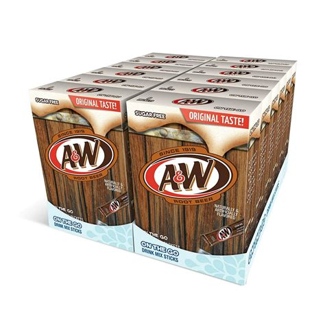 Aandw Root Beer Powder Drink Mix 12 Boxes 72 Sticks Sugar Free