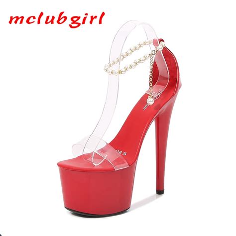 Mclubgirl Catwalk Car Model Patent Leather 17cm Sandals High Heels Stiletto Sexy Black High