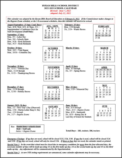 Calendar Byram Hills Central School District