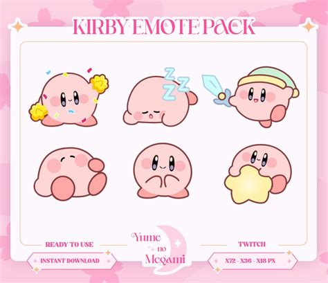 Kirby Emote Pack Discord And Twitch Cute Kawaii Pink Shiny Sub