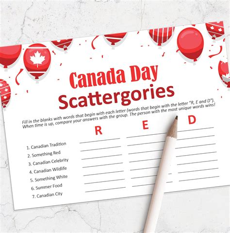 Printable Canada Day Game Canada Day Scattergories Canada | Etsy in 2020 | Canada day, Canada 