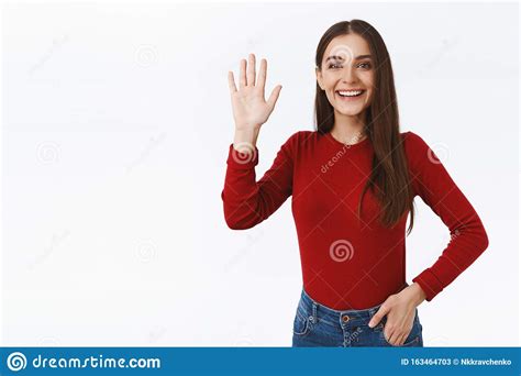 Friendly Outgoing And Sociable Pretty Brunette Girl In Red Sweater