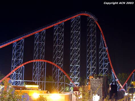 Six Flags New England Superman Ride Of Steel Sros Night1  Roller Coaster Photos