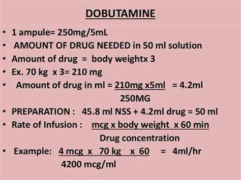 Dobutamine Dosage Chart