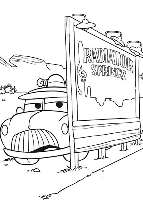 Disney cars coloring pages | free coloring pages. Sheriff Car Hiding Behind Billboard In Disney Cars ...