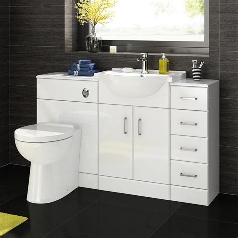 Buy 1200 Mm White Gloss Bathroom Vanity Furniture Basin Back To Wall