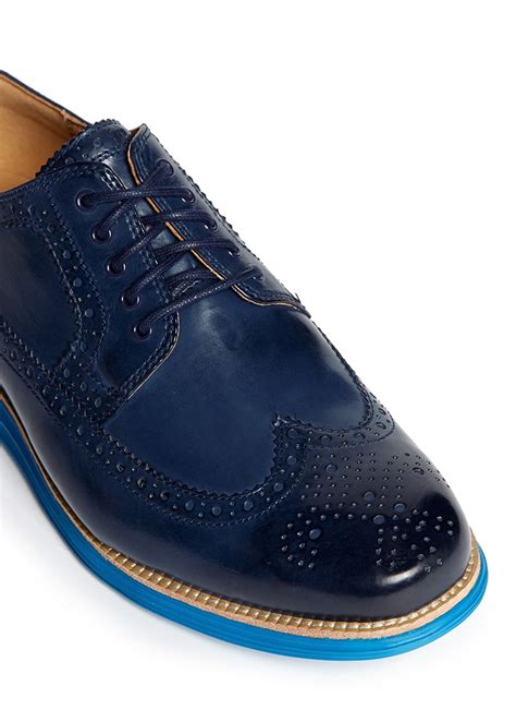 Lyst Cole Haan Lunargrand Longwing Brogue Derby Shoes In Blue For Men