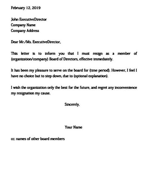 Explore Our Sample Of Resignation Letter From Church Board For Free