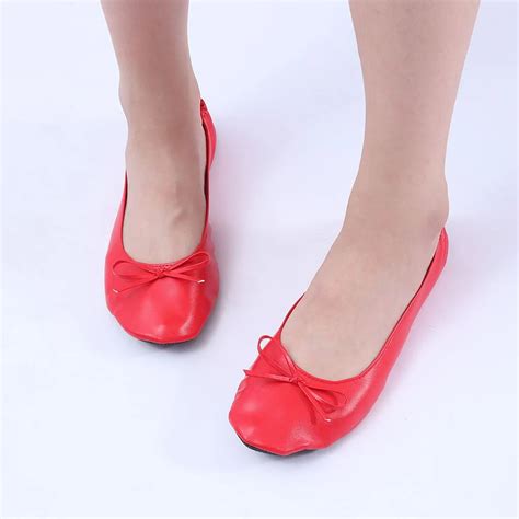Women Foldable Portable Travel Ballet Flat Roll Slipper Shoes Dance