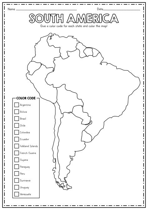 South America Worksheet