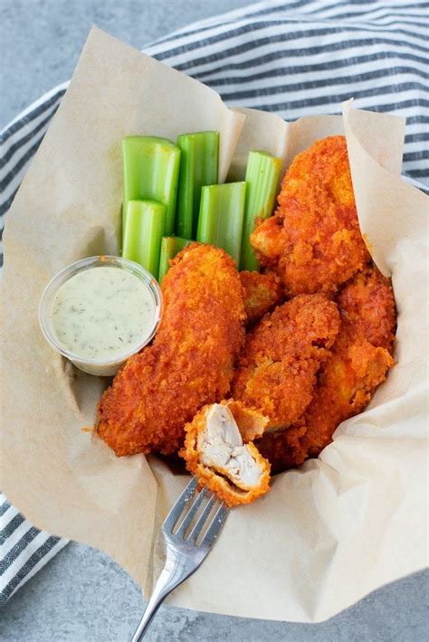 It's quick, easy, delicious and a healthy way to enjoy your favorite chicken tenders! Air Fried Buffalo Chicken Strips: Healthy Comfort Food ...