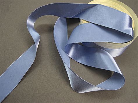 Vintage 30s Rayon Satin Ribbon Slate Blue 1 Inch Wide Antique Ribbon