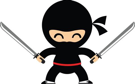 A Cartoon Ninja With Two Swords In His Hands