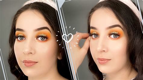 Maquillaje Naranja 🧡 Con Glitter Youtube