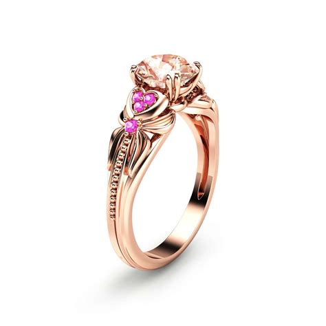 Simon west designs rose gold engagement rings that celebrate the beauty of their romantic, warm colour. 14K Rose Gold Morganite Engagement Ring Heart Shaped Ring Peach Pink Morganite Engagement Ring ...