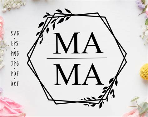Mama Floral Hexagon Mama Svg Mama Leaves Frame Mama Png Mama | Etsy Canada