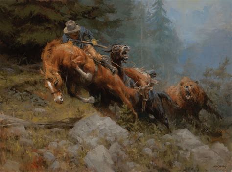 Andy Thomas Grizzly Mountain Cowboy Paintings Western Art Western