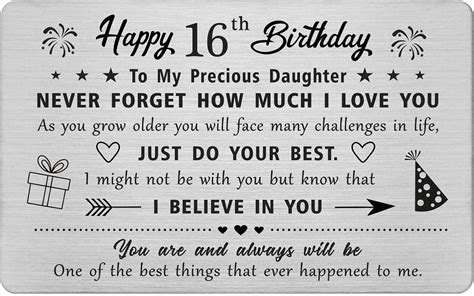Falogi 16th Birthday Card Daughter 16 Year Old Birthday Ts Daughter