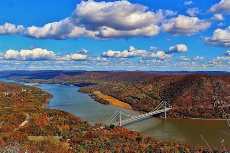 The Bear Mountain Bridge And The Hudson River Valley In Fall Photograph