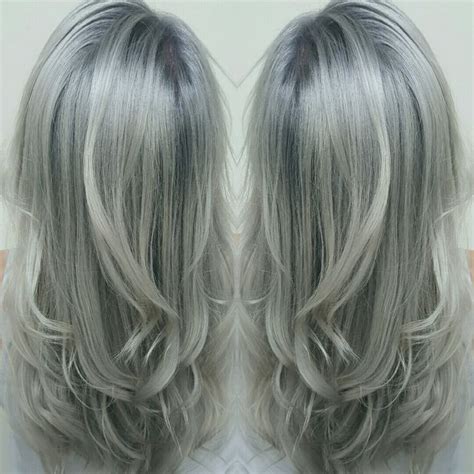 Silverwhite Hair With Shadow Root 7sm 8sm 10sm 😍 Silver White