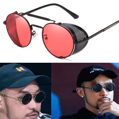 2019 Retro Round Steampunk Sunglasses Metal Frame Side Shield Uv400 Women Sunglasses Men Classic