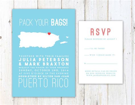 Puerto Rico Wedding Invitation Destination Wedding