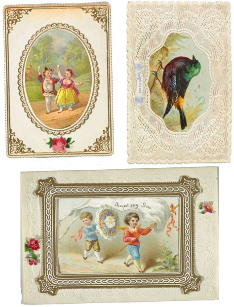 Free Printable Lacey Vintage Victorian Valentines Greeting Cards Romantic Ephemera Set