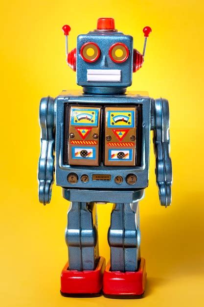 Vintage Tin Robot Toy Premium Photo