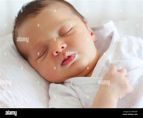 Portrait Of Sleeping Newborn Baby Girl Stock Photo Alamy