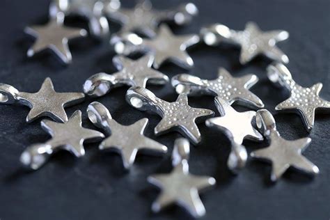 Bright Silver Star Charms Silver Plated Star Charms Small Silver Star