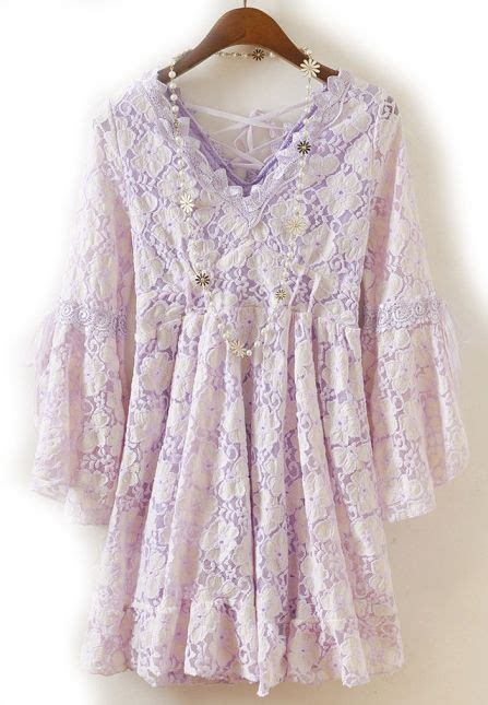 Purple V Neck Ruffle Long Sleeve Lace Pleated Dress Us4267 Pleated Dress Ruffle Long Sleeve