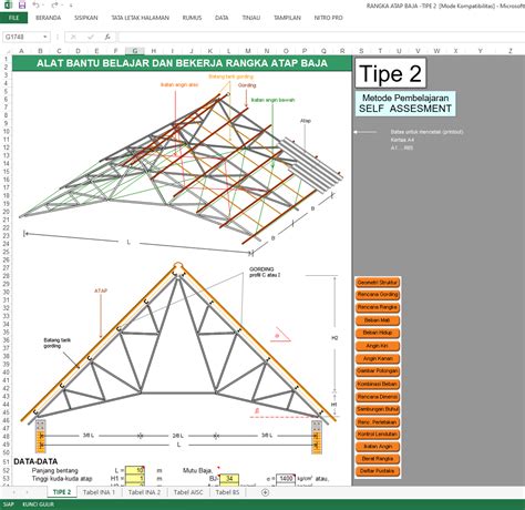Download Excel Perhitungan Analisa Struktur Rangka Atap Kuda Kuda Riset