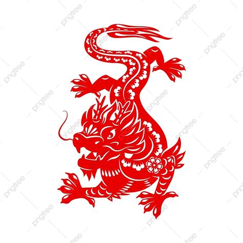 Gambar Naga Kuat Tahun Baru Imlek Cina Ilustrasi Memotong Lambang