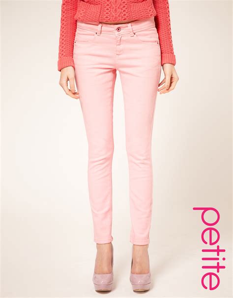Lyst Asos Collection Asos Petite Pale Pink Skinny Jeans In Pink