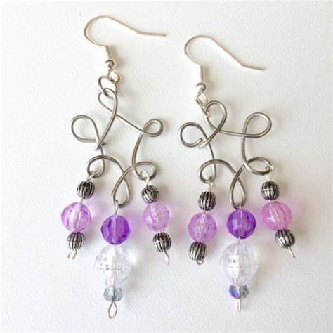 Purple Chandelier Earrings By Creationlily On Etsy