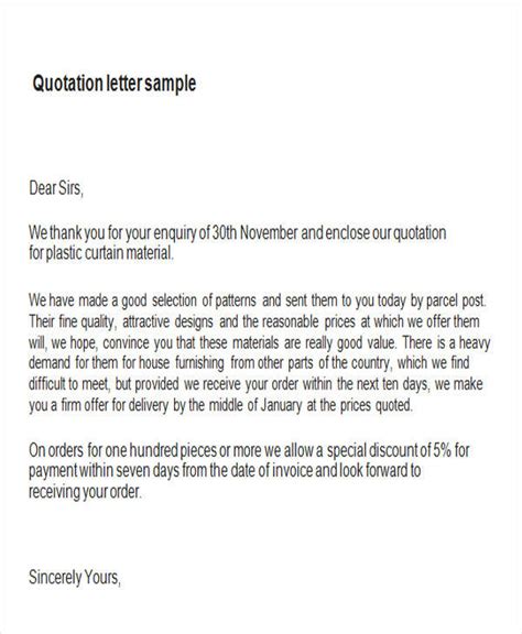 Here's a sample speculative cover letter you can file along with your application. FREE 12+ Sample Quotation Letter Templates in MS Word | Pages