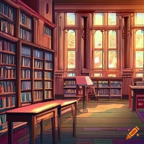 Anime Library Background Scene On Craiyon