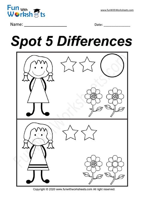 Grade 1 Find The Difference Worksheet
