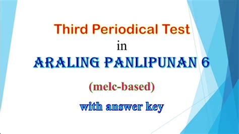 Third Periodical Test In Araling Panlipunan With Answer Key Melc