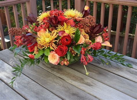 Large Table Centerpiece Autumnal With Fall Colors And Textures
