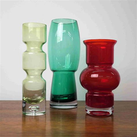 Collection Of Three Riihimaki Glass Vases Mark Parrish Mid Century Modern